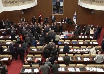 CAUGHT ON CAMERA: Turkish leaders brawl at council meeting over the cost of Republic Day